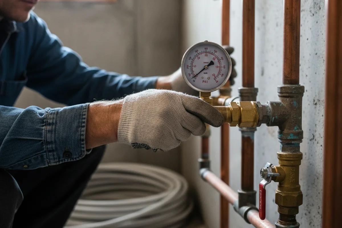 Pressure testing a repaired line during Water Line Repair in Fort Montgomery